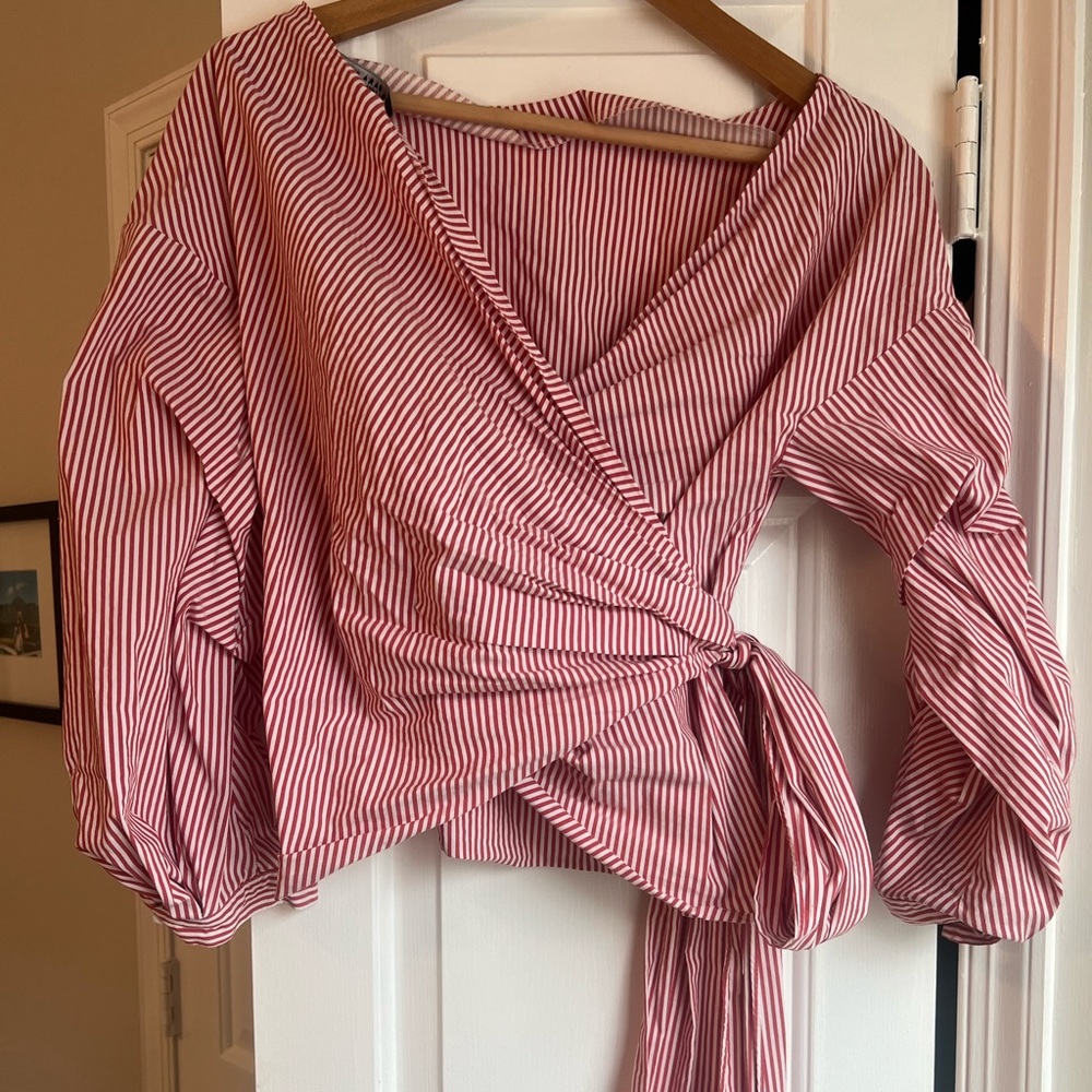 Zara cross tie striped top size small